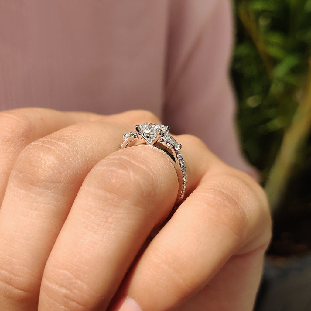 Princess Cut Diamond In Pave Setting Ring