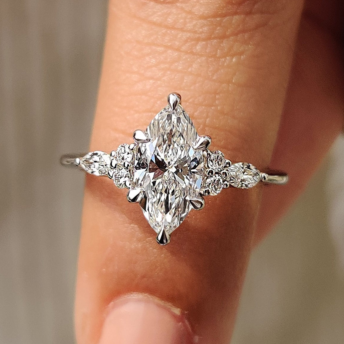 Lab Grown Marquise Diamond Ring In Muse Setting Main image