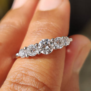 5 Stone Wedding Band With Round Cut Diamond