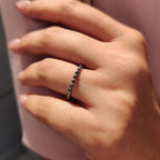 Dark Green Round Cut Full Diamond Eternity Band