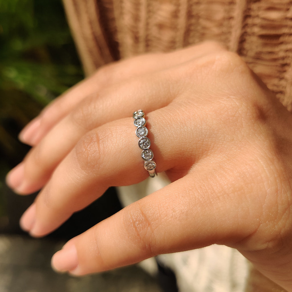 Bezel Set Wedding Band In Round Cut Diamond