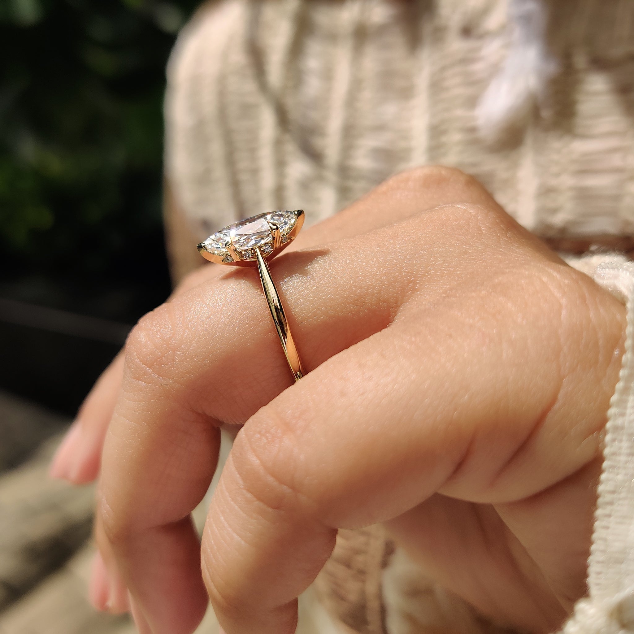 Dutch Marquise Hidden Halo Diamond Ring
