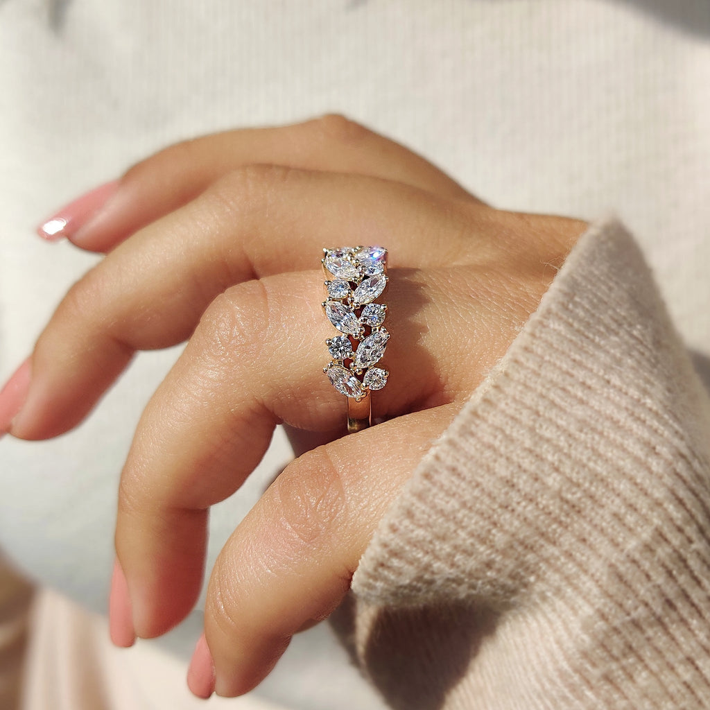 Half Eternity Marquise and round wedding band