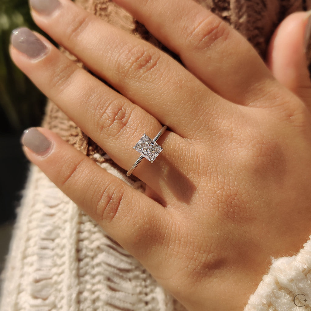 Radiant Cut Solitaire Ring With Secure Claw Prongs