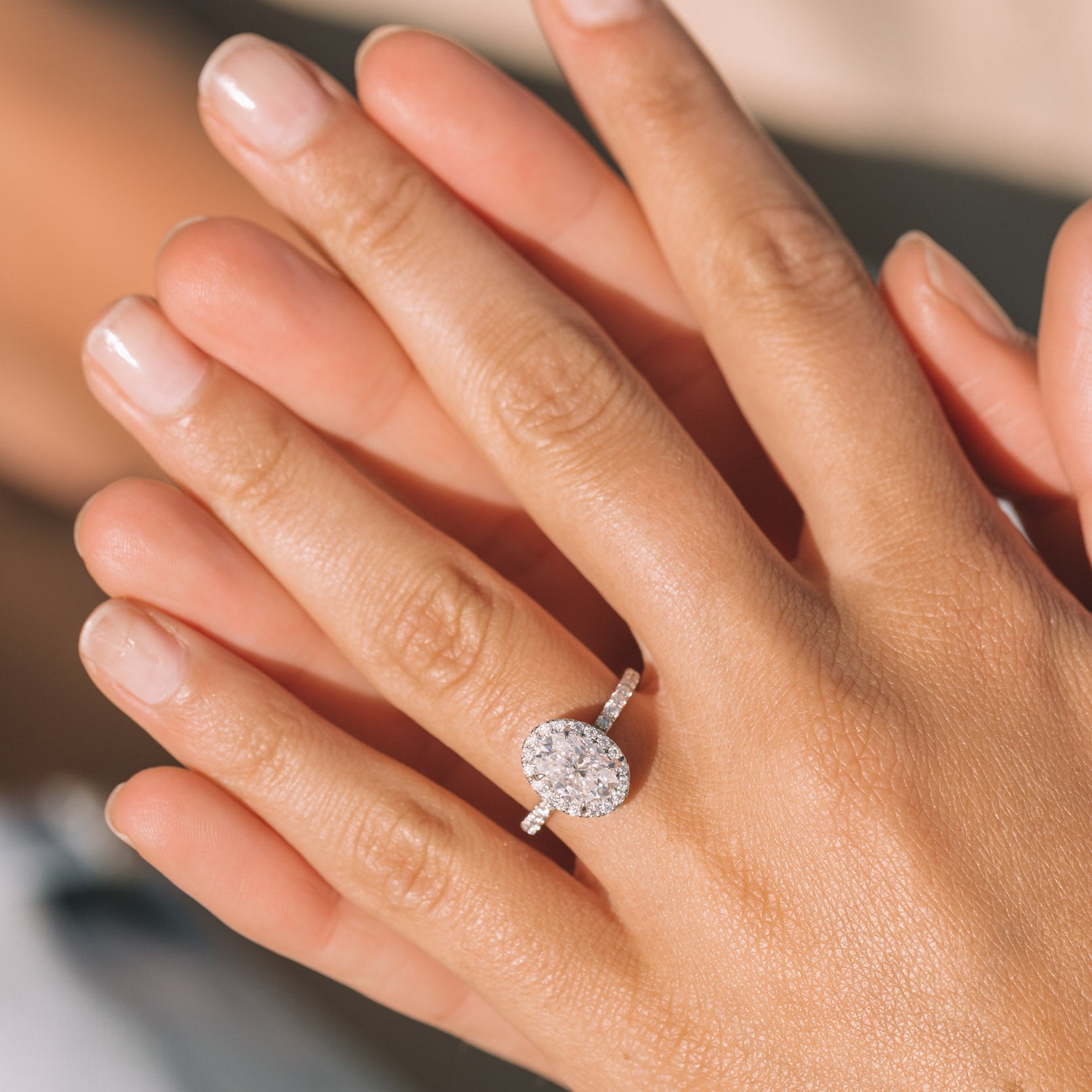 1.80 - 3.80 CT Oval Moissanite Halo Setting Engagement Ring
