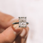 1.67 CT Radiant Cut Moissanite Hidden Halo Engagement Ring