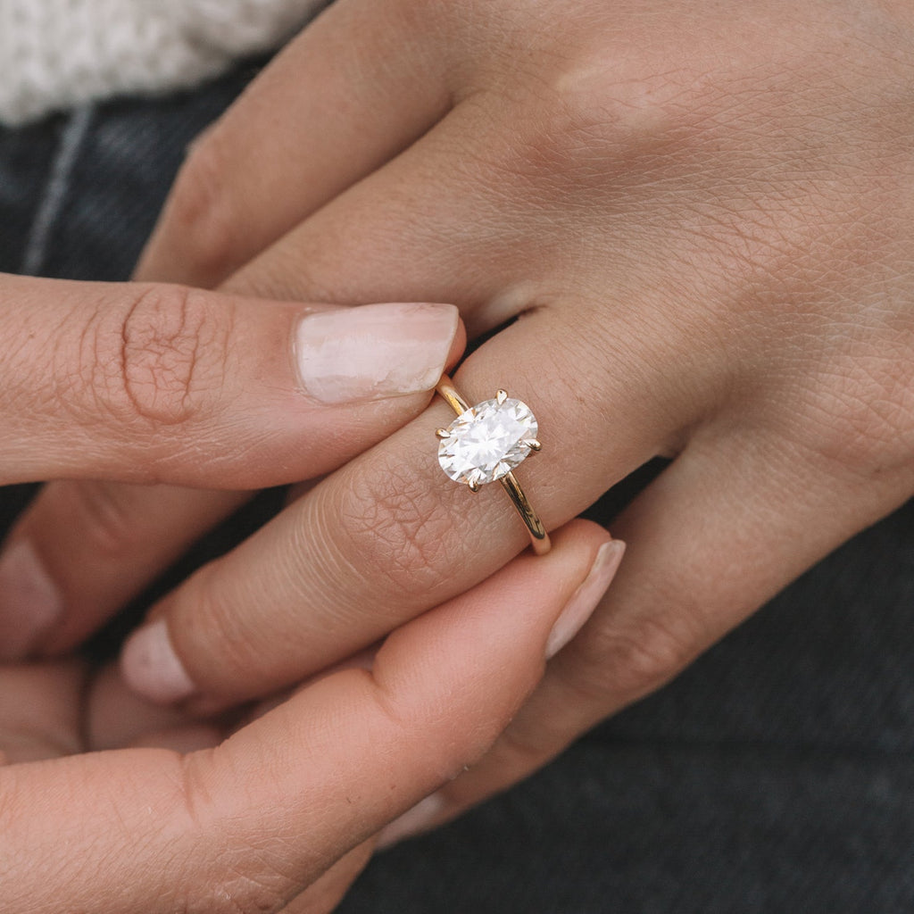 2.05 CT Oval Cut Moissanite Hidden Halo Engagement Ring