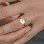 1.60 CT East West Emerald Cut Moissanite Solitaire Engagement Ring