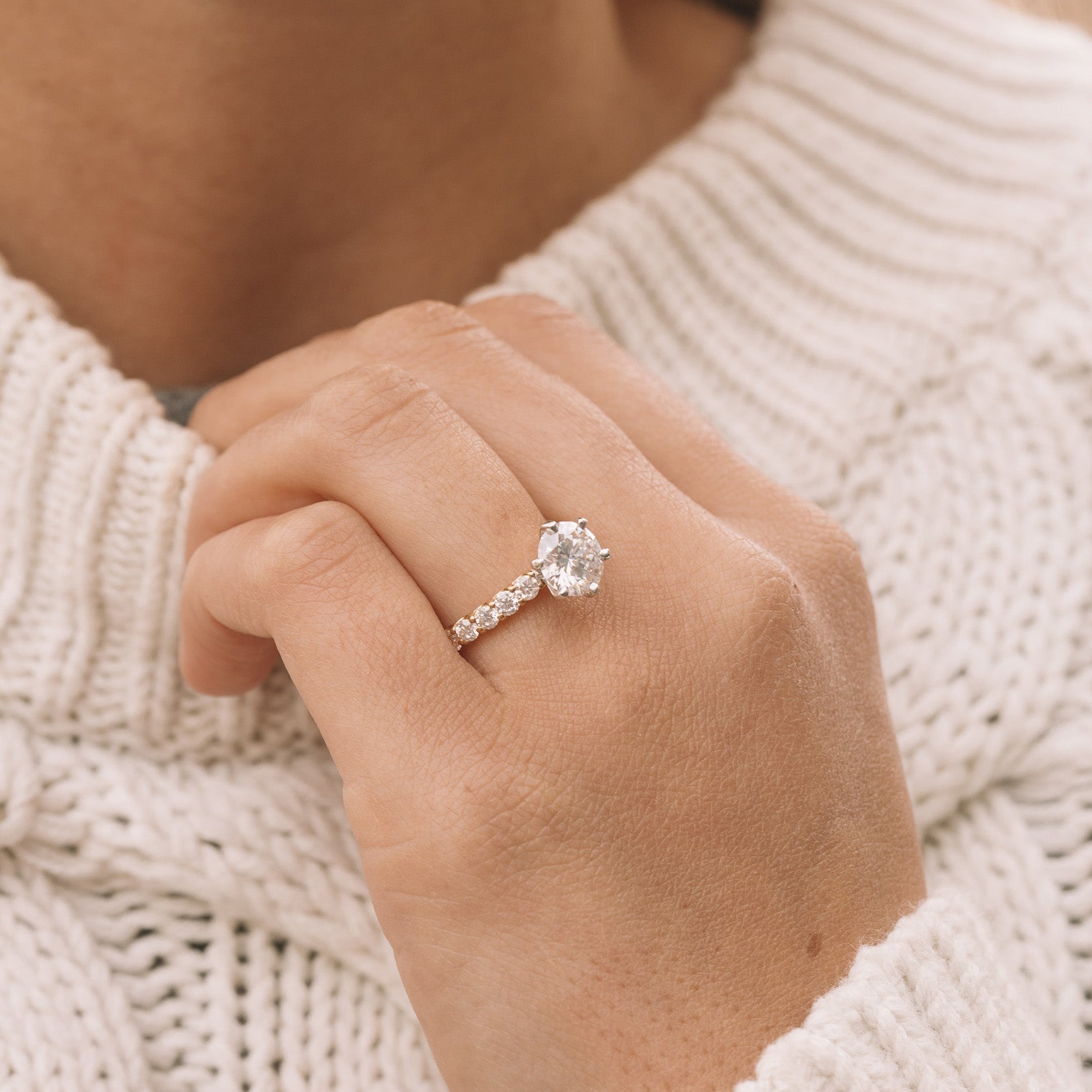1.90 CT Round Cut Moissanite Six Prong Engagement Ring