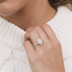 1.93 CT Pear Cut Moissanite Halo Engagement Ring