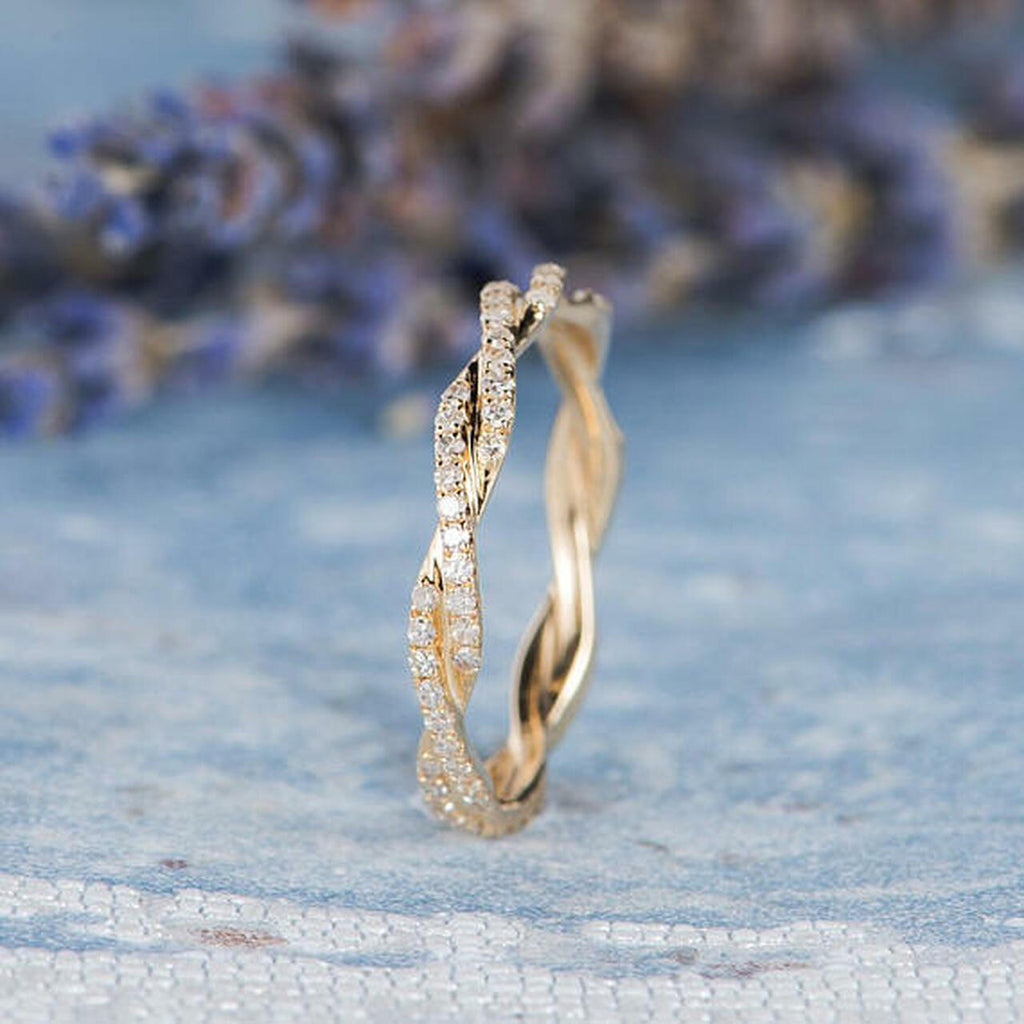 0.45 TCW Round Brilliant Full Eternity Twisted Moissanite Wedding Band