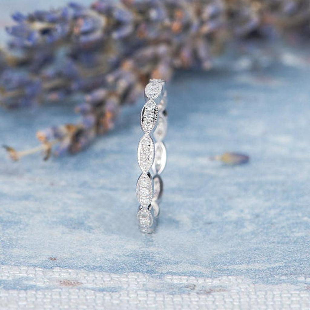 0.25 TCW Round Brilliant Full Eternity Vintage Moissanite Wedding Band