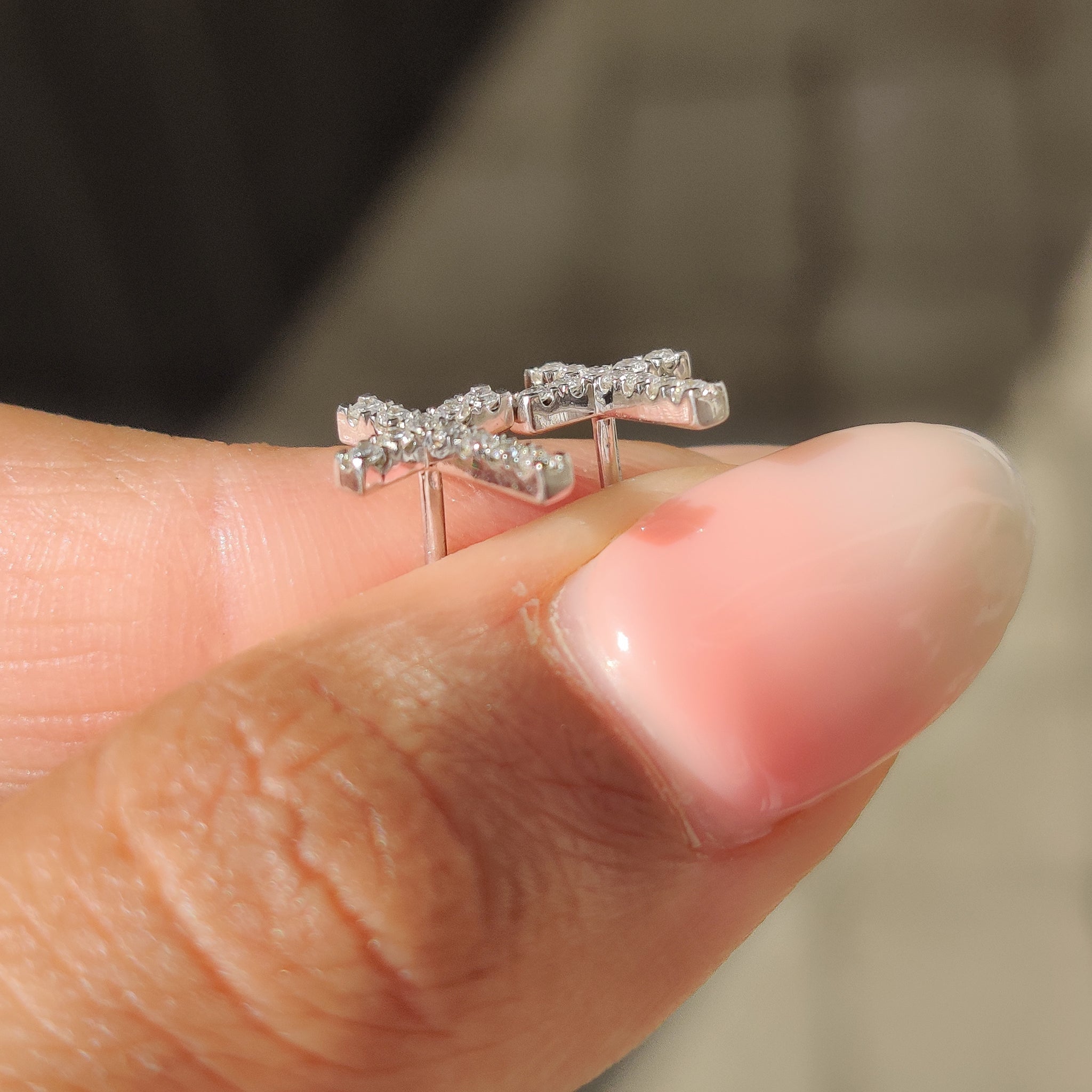 Round Cut Diamond Cross Earrings