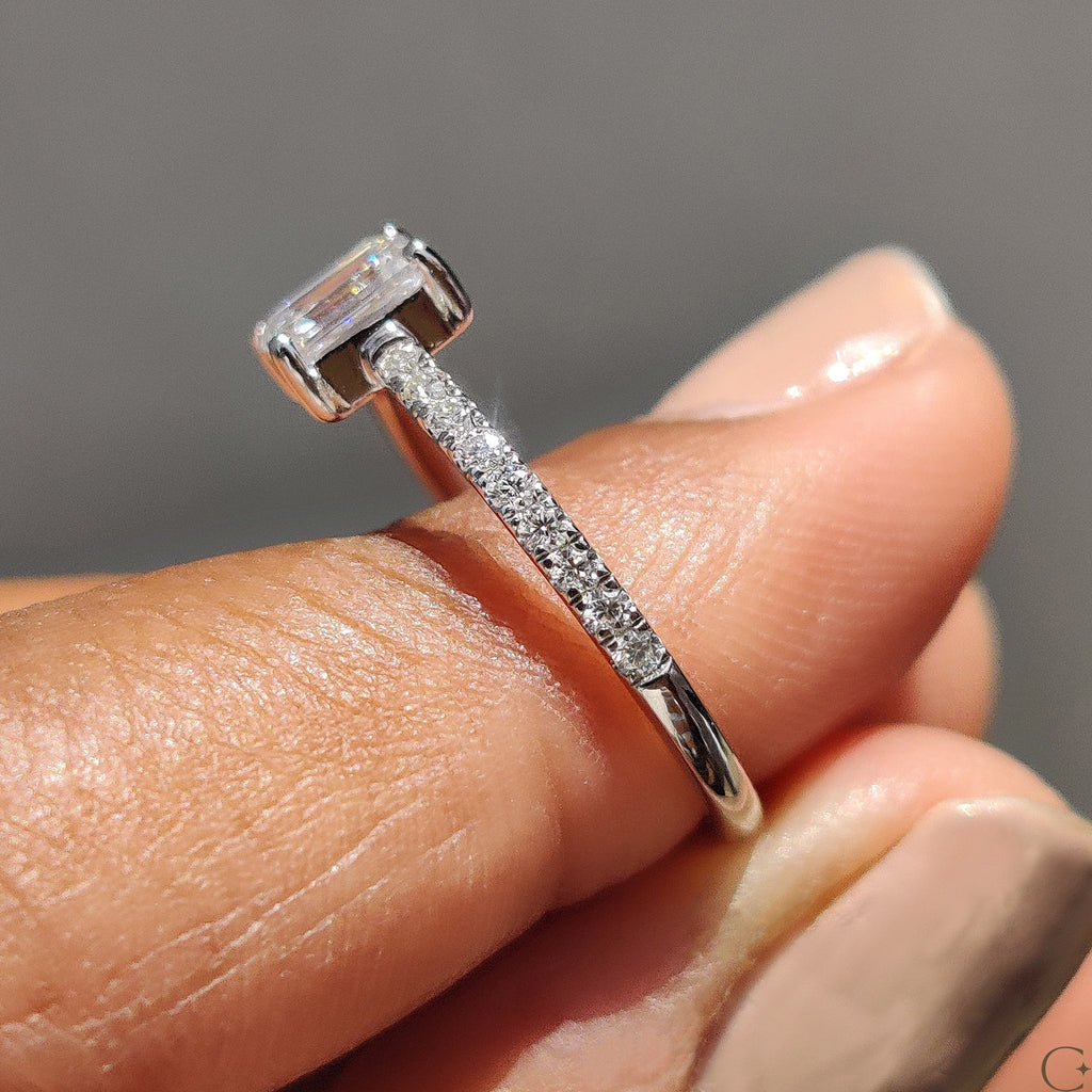 Emerald Pave Ring With Secure Four Prong Setting