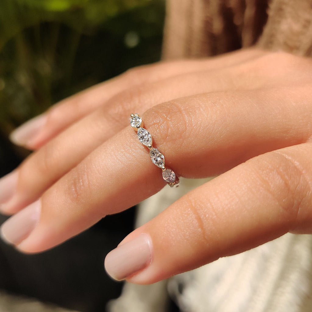 Gold Marquise Wedding Band In Eternity Style