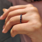 Round Cut Blue Sapphire Wedding Band