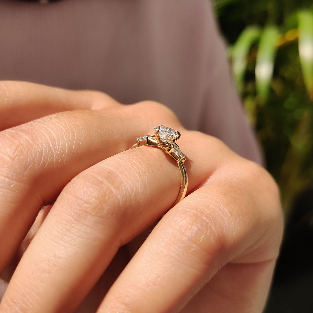 3 Stone Pear Cut Diamond Engagement Ring