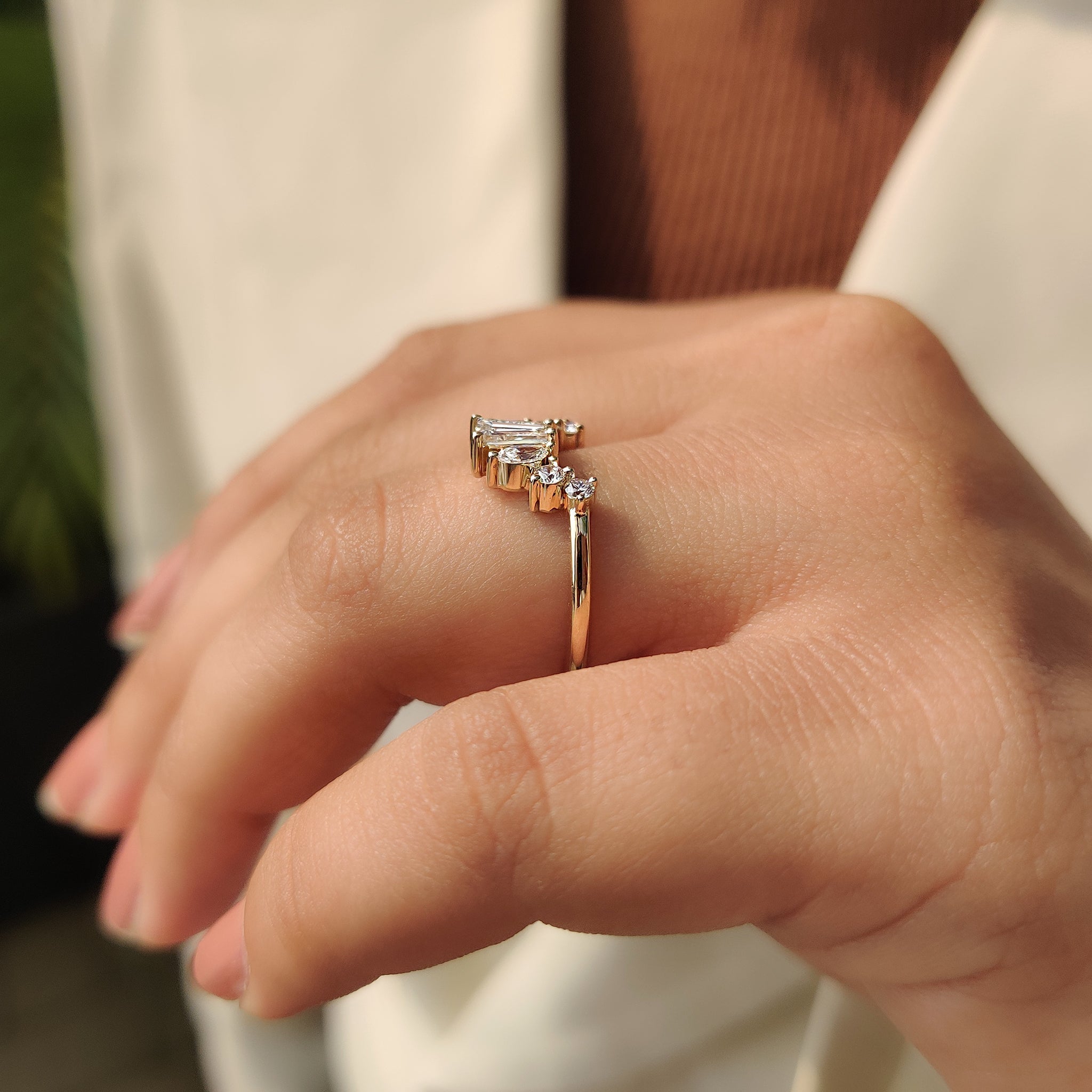 Tiara Wedding Band With Tapered Baguette Diamond