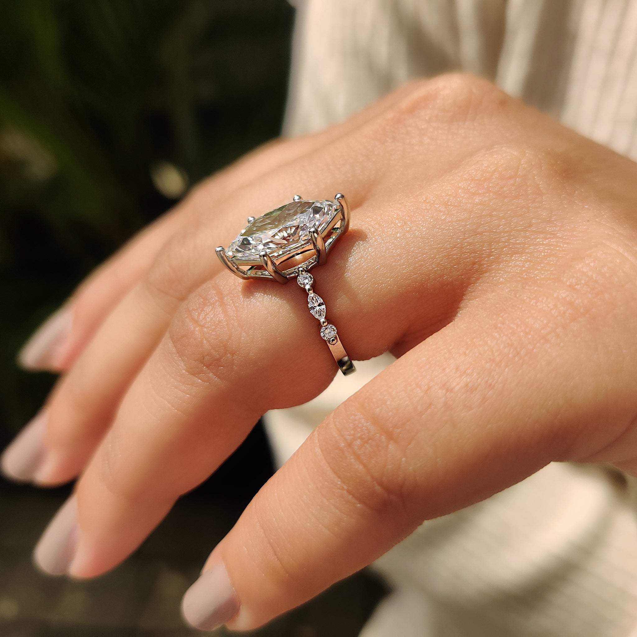 Dutch Marquise Engagement Ring With Marquise And Round Side Stone Secondary image