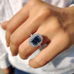 Radiant Halo Engagement Ring With Cathedral Setting