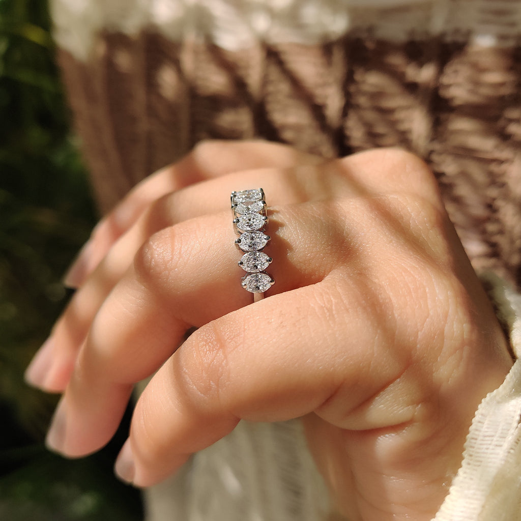 Lab Grown Oval Half Eternity Band