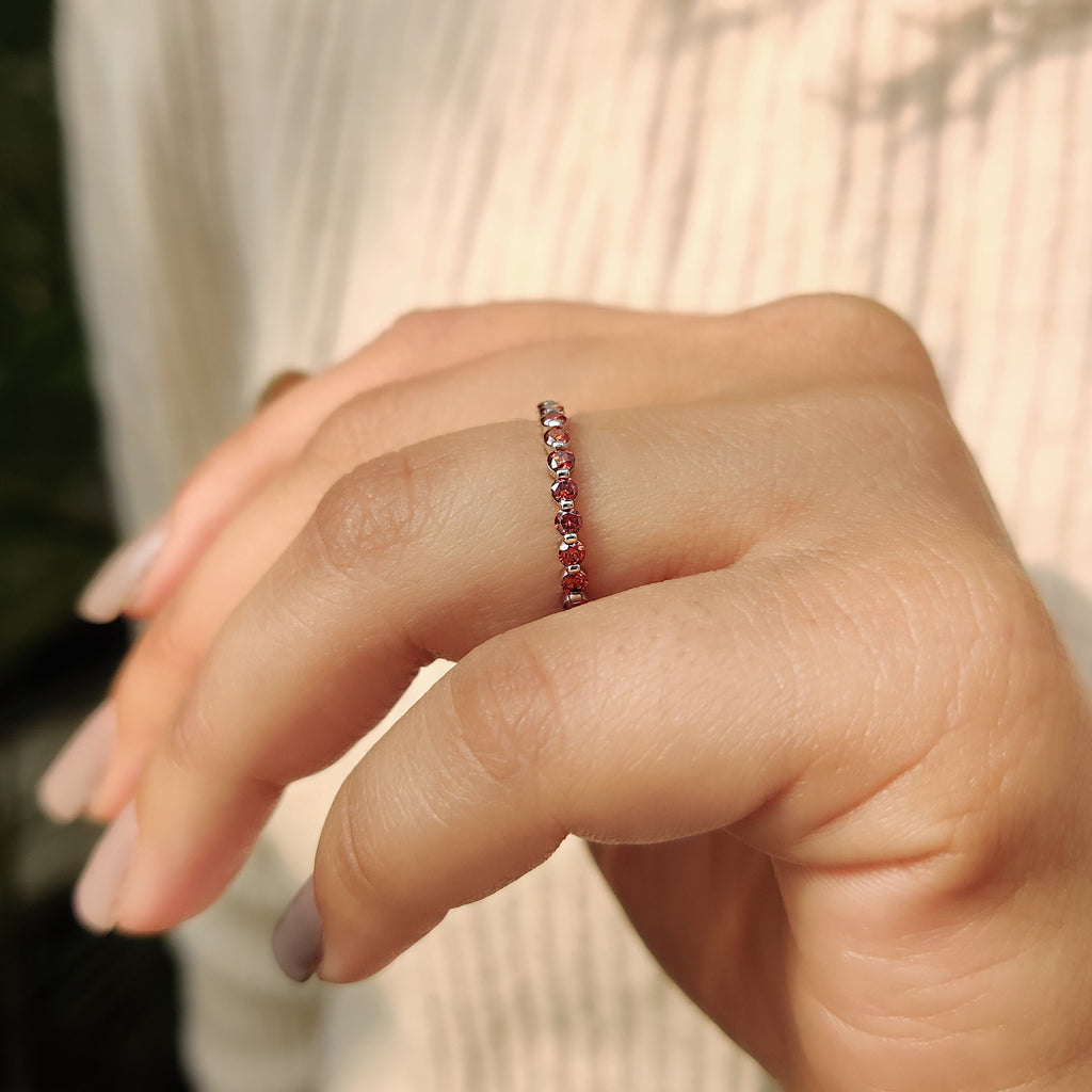 Red Diamond Wedding Band In Eternity Style