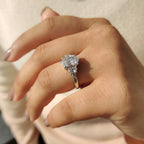 Oval Cut Diamond Engagement Ring With Half Moon Side Stone