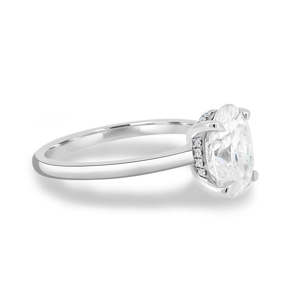 2.05 CT Oval Cut Moissanite Hidden Halo Engagement Ring