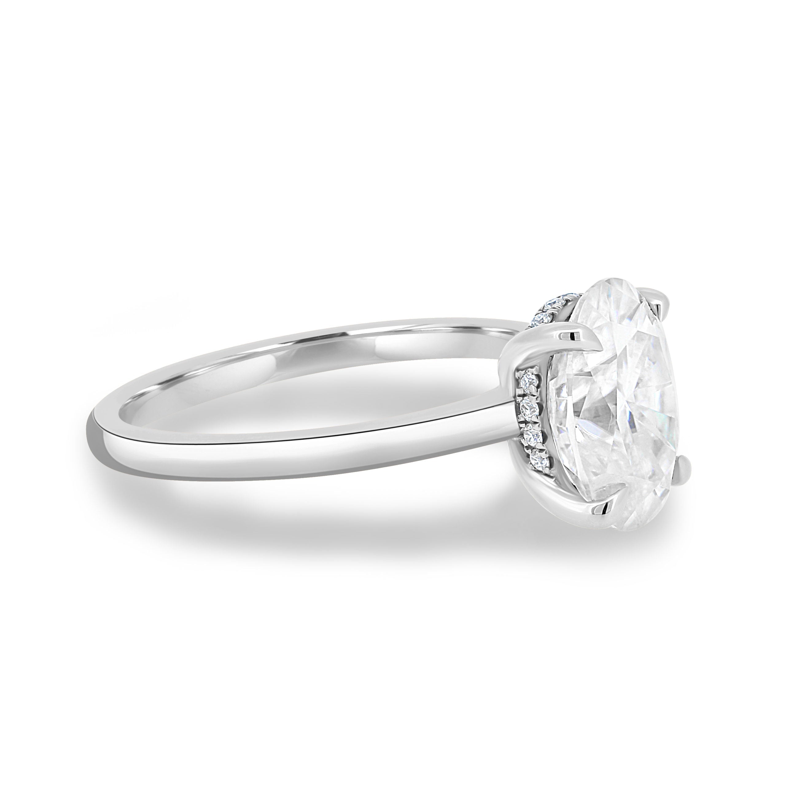 2.05 CT Oval Cut Moissanite Hidden Halo Engagement Ring