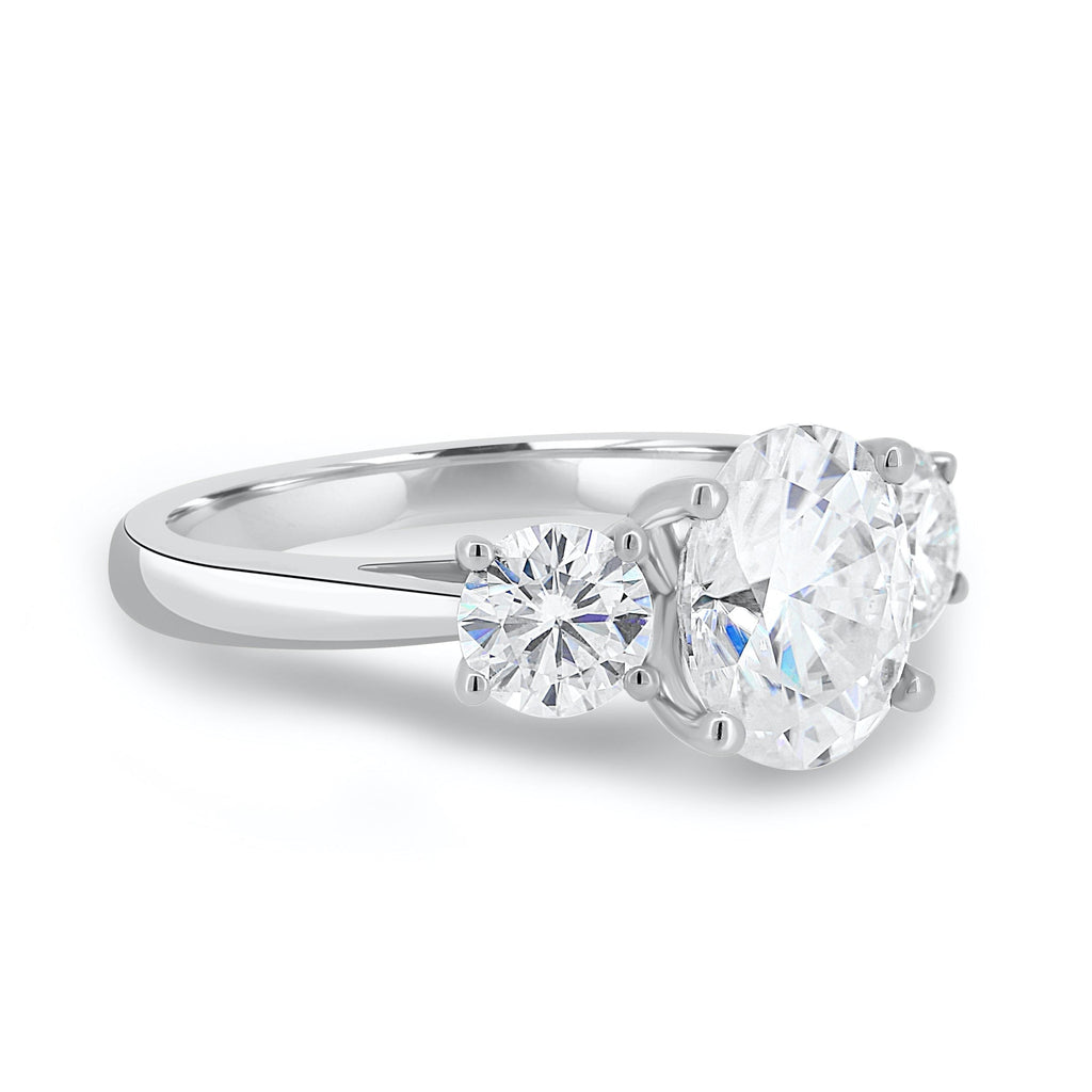 1.91 CT Oval Cut Moissanite Three Stone Engagement Ring