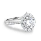 1.35 CT Round Cut Halo Style Moissanite Engagement Ring