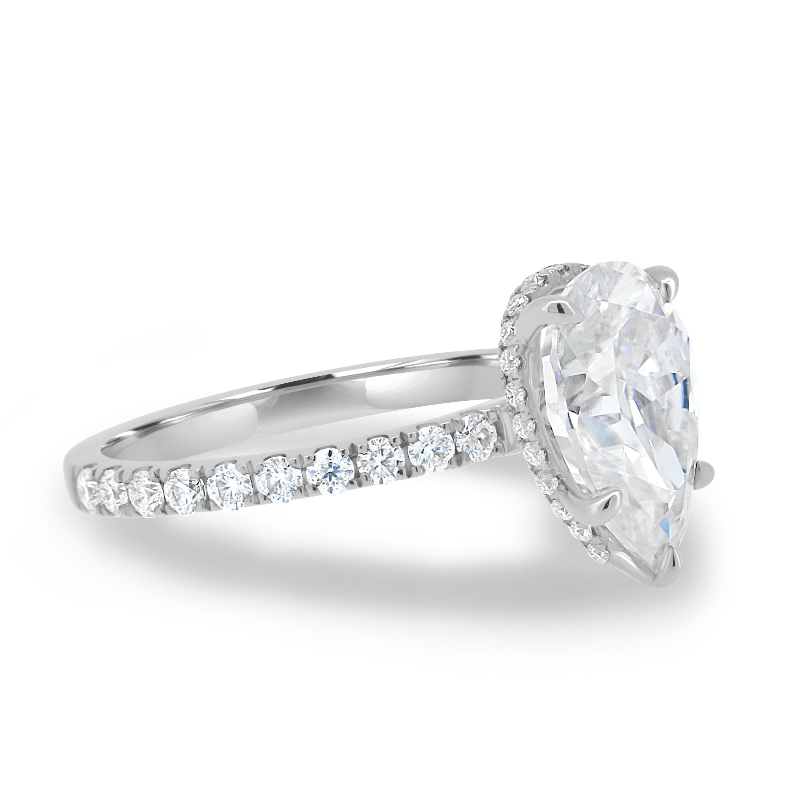1.80 - 3.80 CT Pear Moissanite Pave Engagement Ring