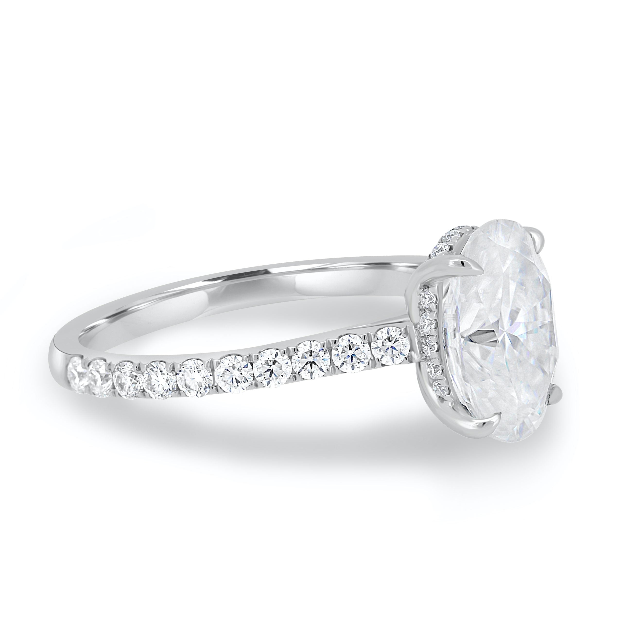 2.05 CT Oval Cut Moissanite Hidden Halo Pave Setting Engagement Ring