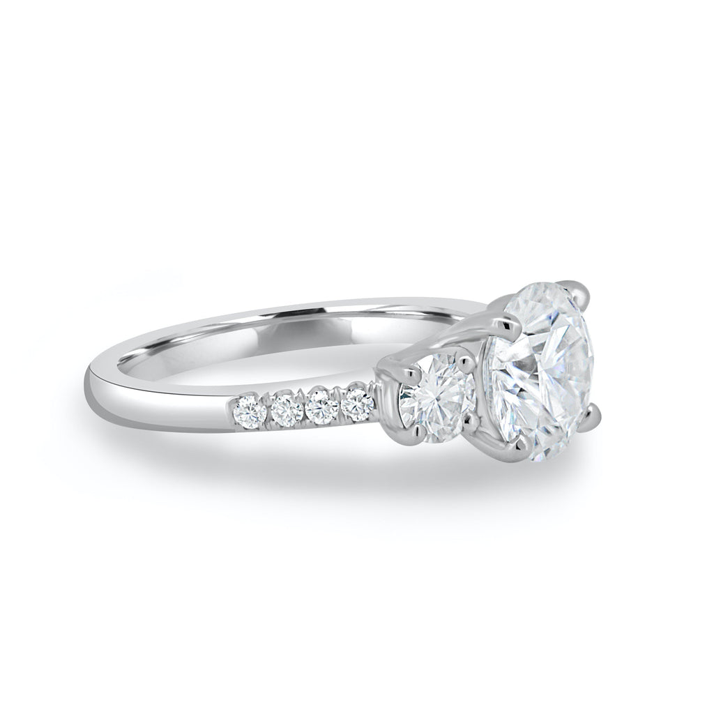 1.60 CT Round Cut Three Stone Moissanite Engagement Ring