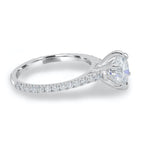1.35 CT  Round Cut Pave Style Moissanite Engagement Ring