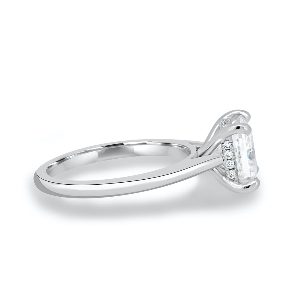 1.90 CT Princess Cut Hidden Halo Moissanite Engagement Ring