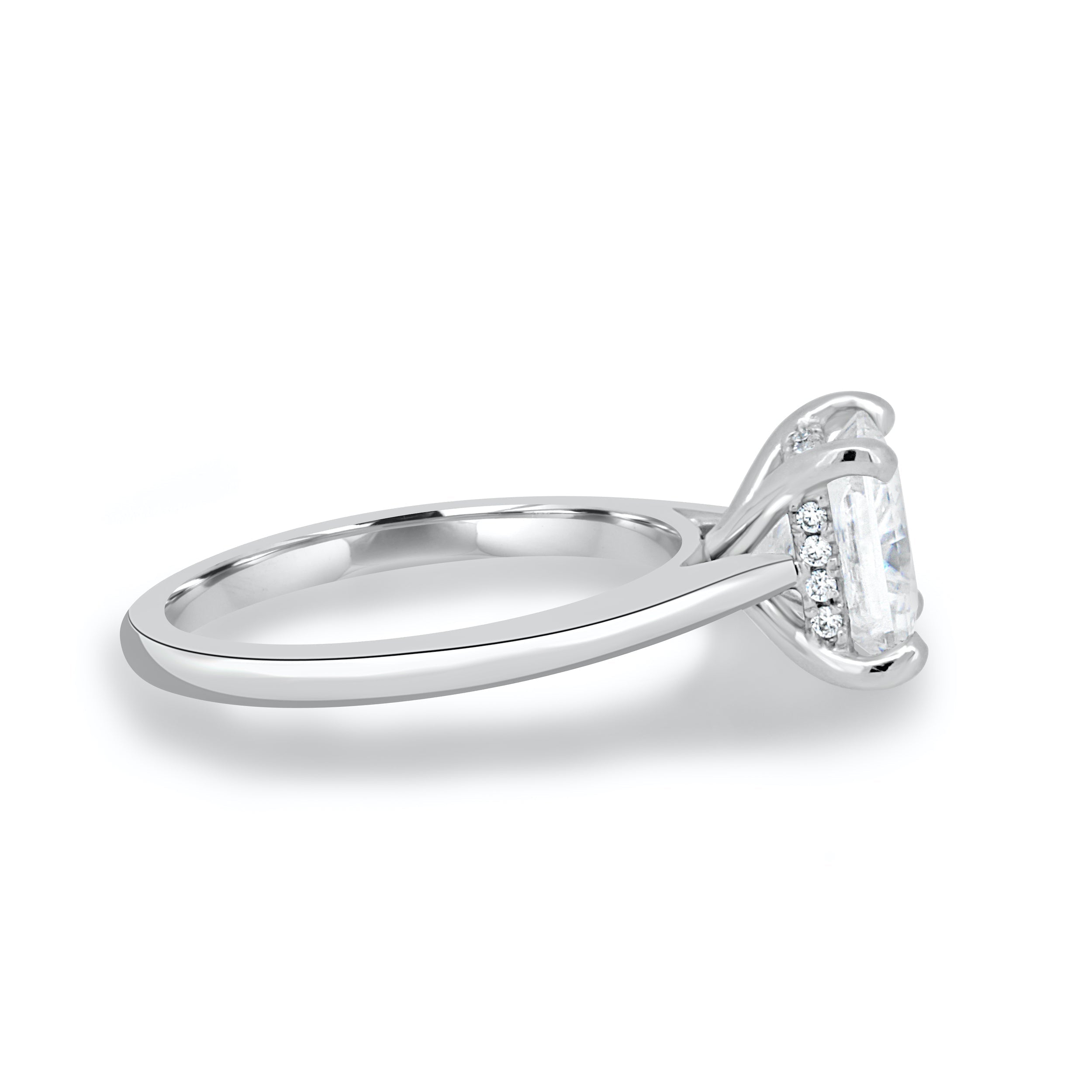 1.90 CT Princess Cut Hidden Halo Moissanite Engagement Ring