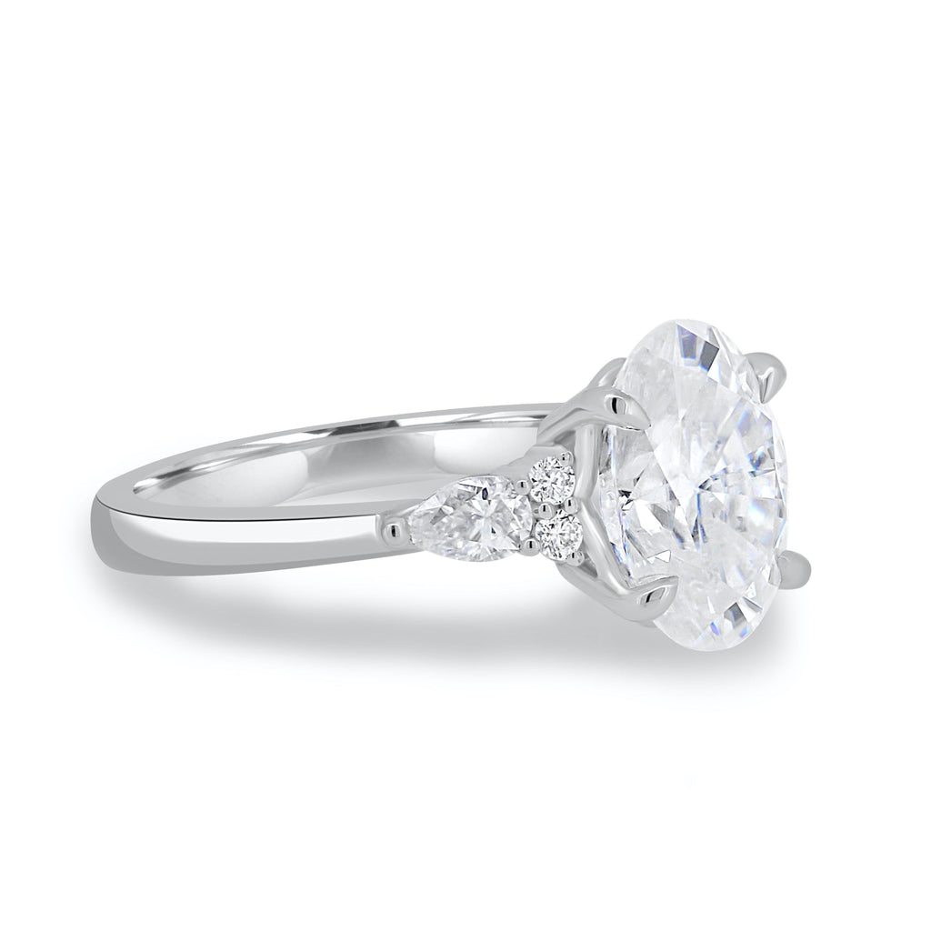2.05 CT Oval Cut Moissanite Three Stone Engagement Ring