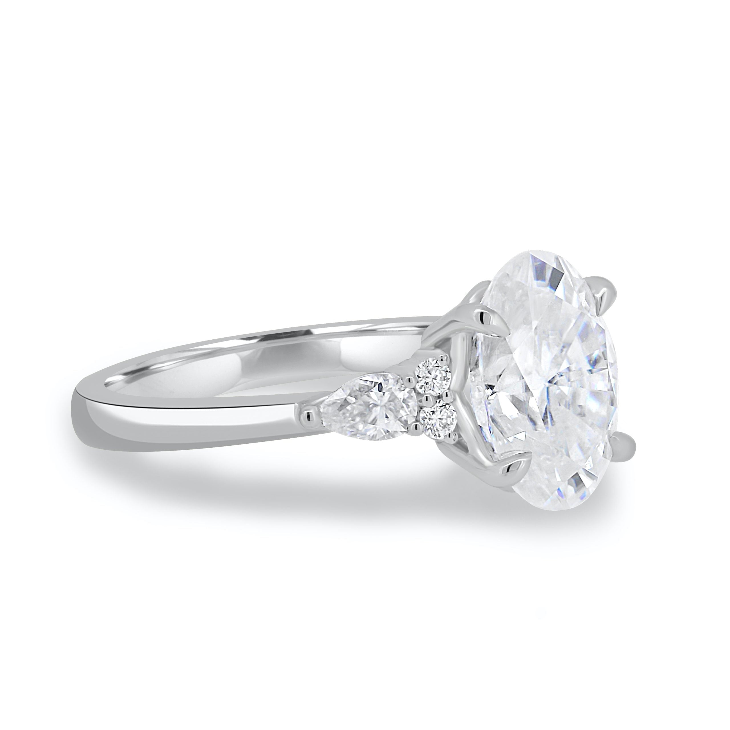 2.05 CT Oval Cut Moissanite Three Stone Engagement Ring