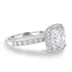 2.50 CT Cushion Moissanite Halo Pave Setting Engagement Ring