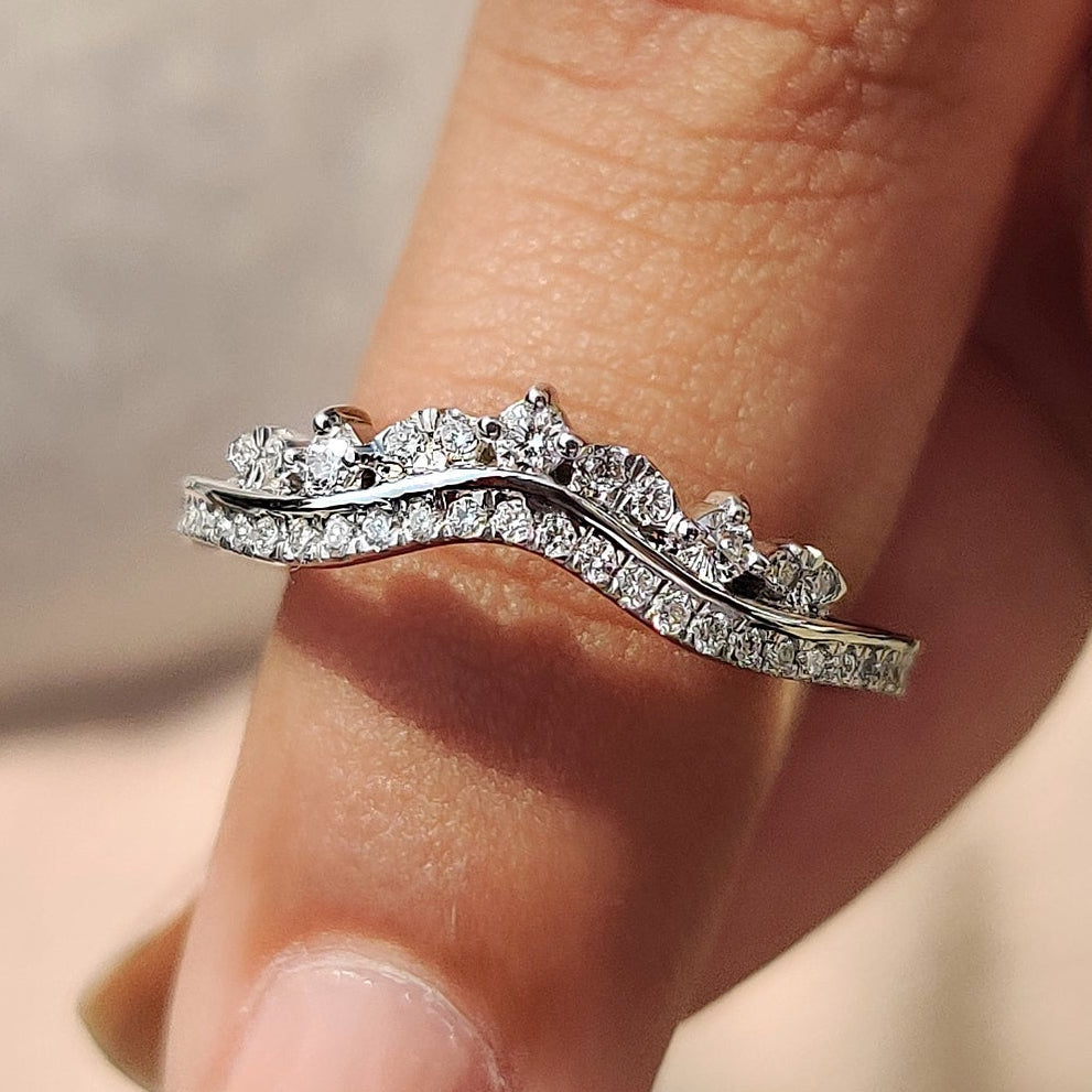 Lab Grown Round Cut Double Row Diamond Band