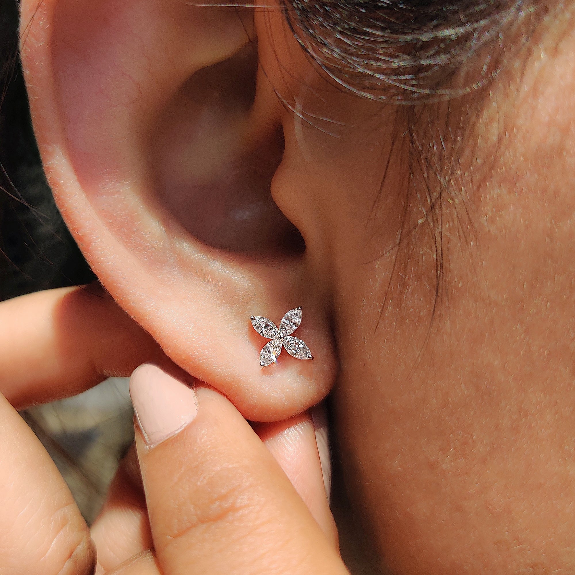 Marquise Diamond Earrings in Elegant Prong Style