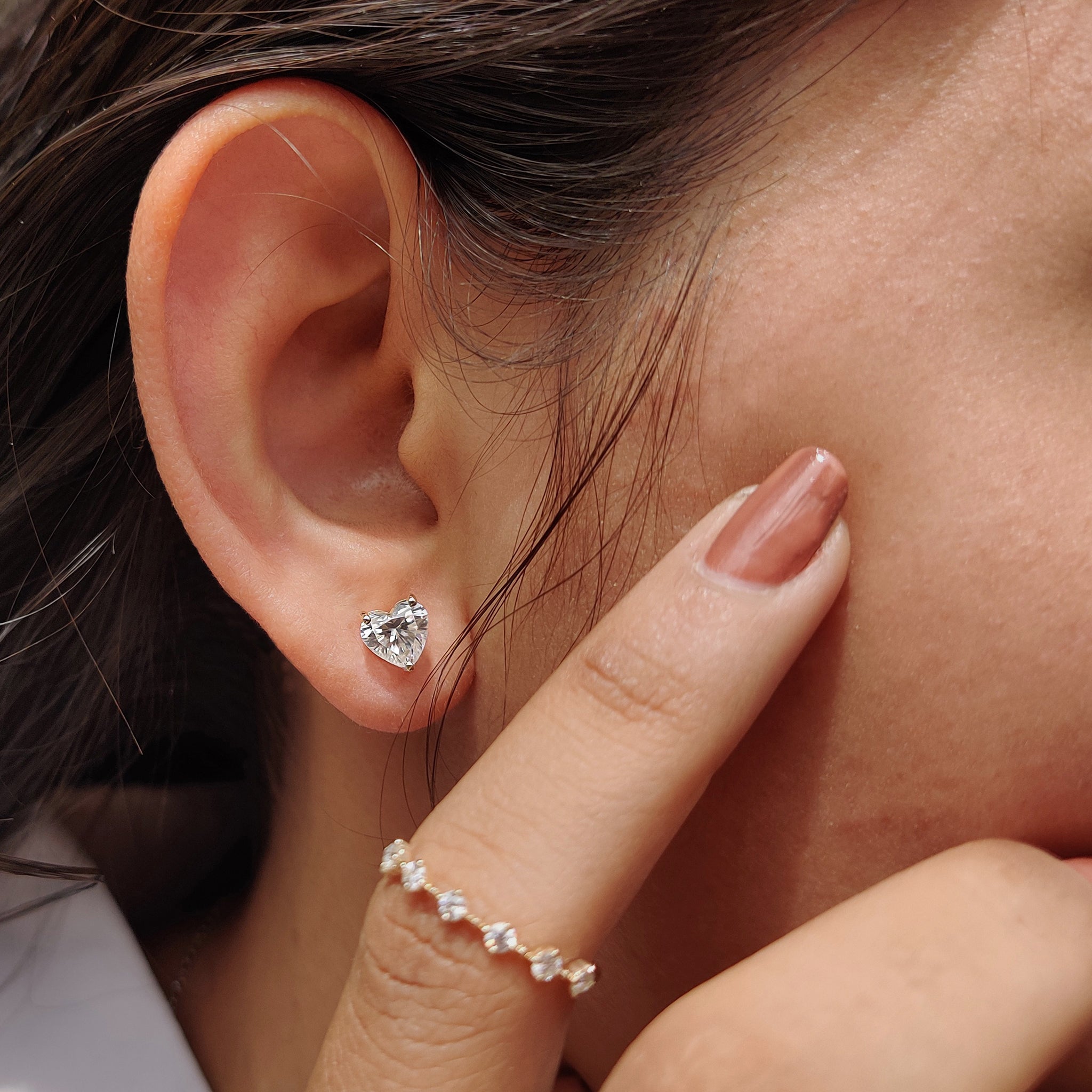 Heart Cut Moissanite Earrings Featuring Screw Back