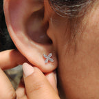 Flower Stud Marquise Cut Diamond Earrings