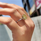Canary Yellow Cushion Cut Solitaire Ring In Round Prong Setting
