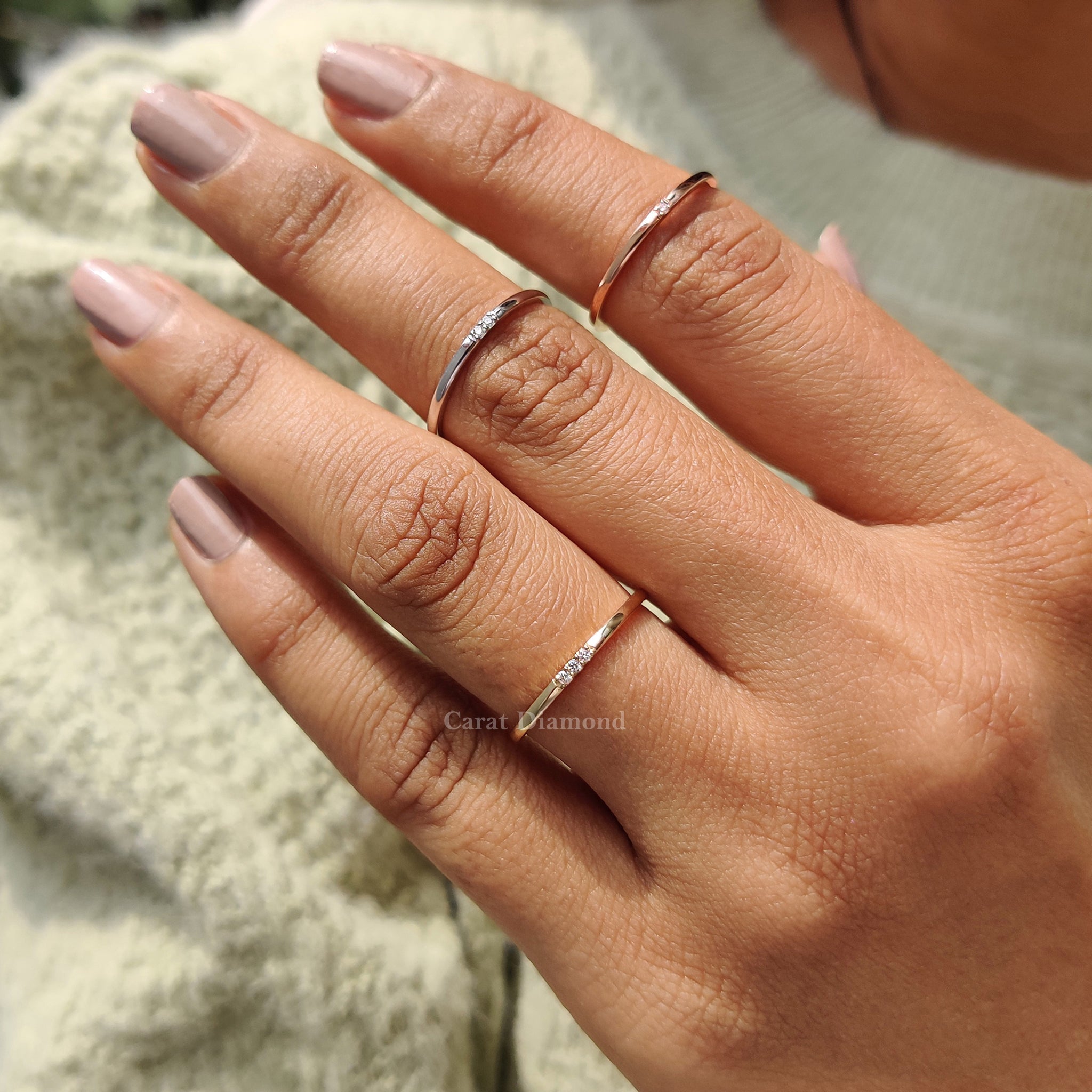 3 Piece Wedding Ring Set In Round Cut Moissanite