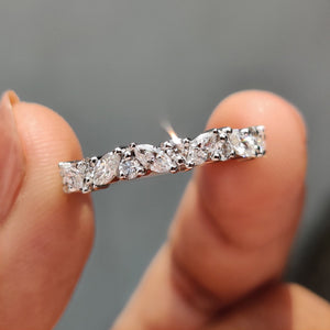 Marquise And Round Diamond Wedding Band In Half Eternity