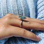 Green Moissanite Dutch Marquise Ring