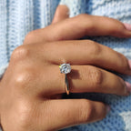 Tapered Knife Edge Round Cut Moissanite Engagement Ring