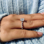Princess Cut Moissanite Ring With Pave Setting